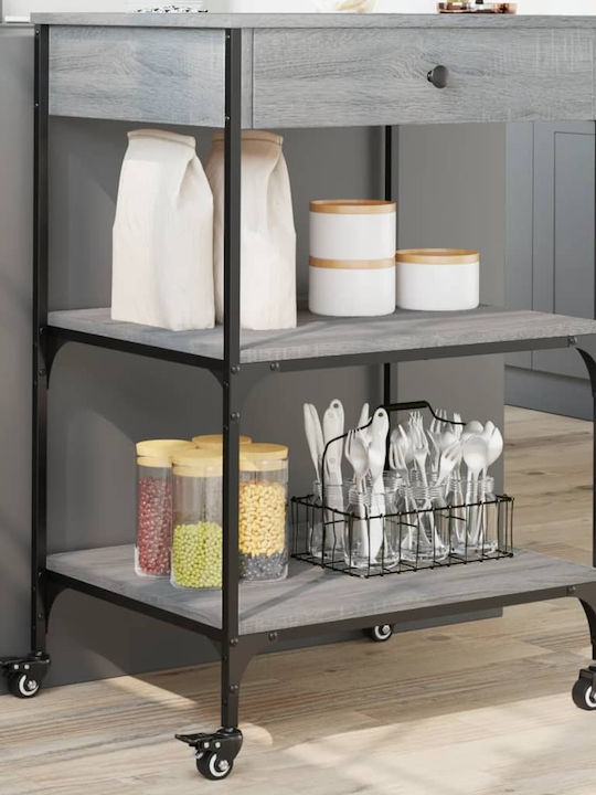 vidaXL Wooden Kitchen Rack 4 Tiers Gray 60x48x89.5cm