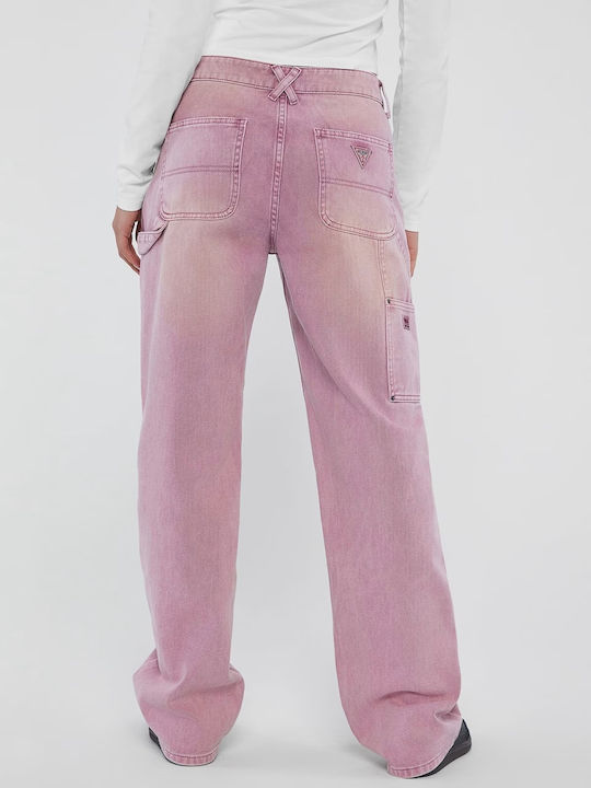 Γυναικείο Jean Παντελόνι Mid Rise σε Loose Εφαρμογή Ροζ