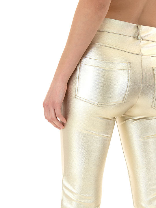 Women's High-waisted Fabric Trousers Flared Gold