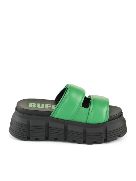 Leather Women's Flat Sandals Green