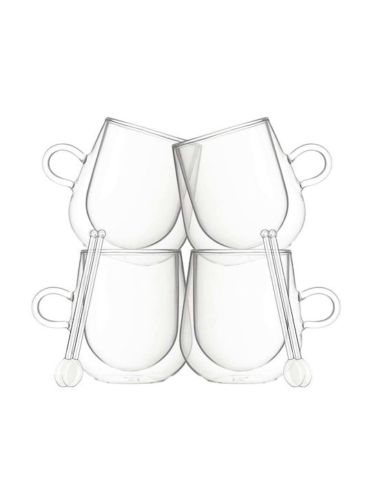 Quasar Set Tassen Cappuccino Glas Transparent 250ml 4Stück