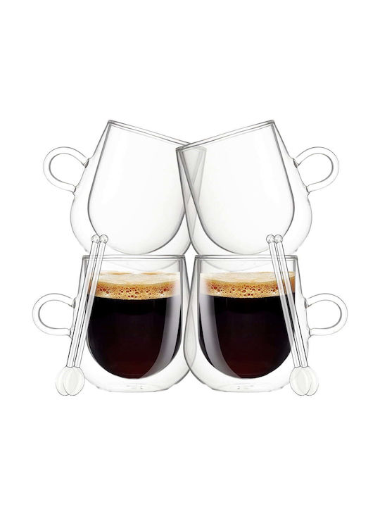 Quasar Set Tassen Cappuccino Glas Transparent 250ml 4Stück