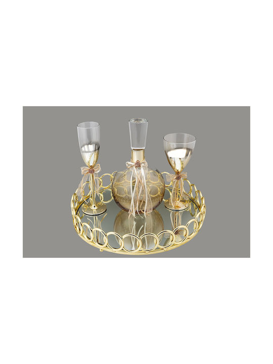 La Vista Wedding Carafe Set with Wine Glass made of Crystal Gold 2pcs