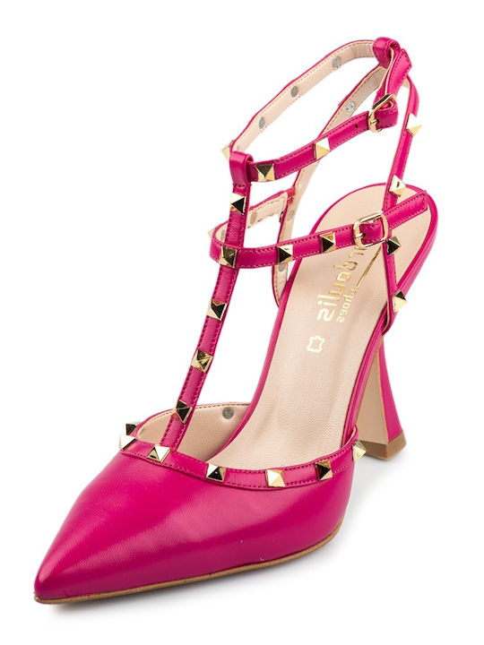 Fardoulis Leather Pointed Toe Stiletto Fuchsia High Heels