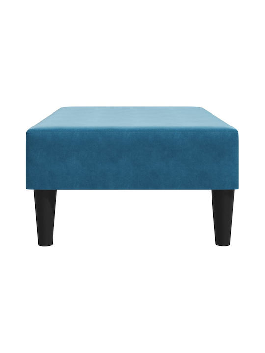 Velvet Upholstered Blue Footstool 77x55x31cm
