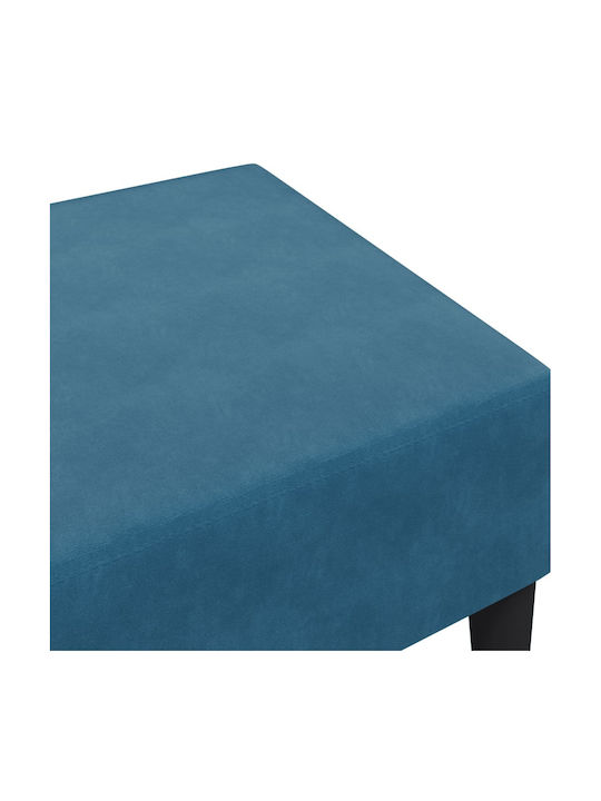 Velvet Upholstered Blue Footstool 77x55x31cm