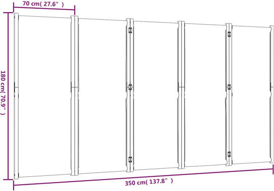 vidaXL Decorativ Paravan Lemn 250x180cm