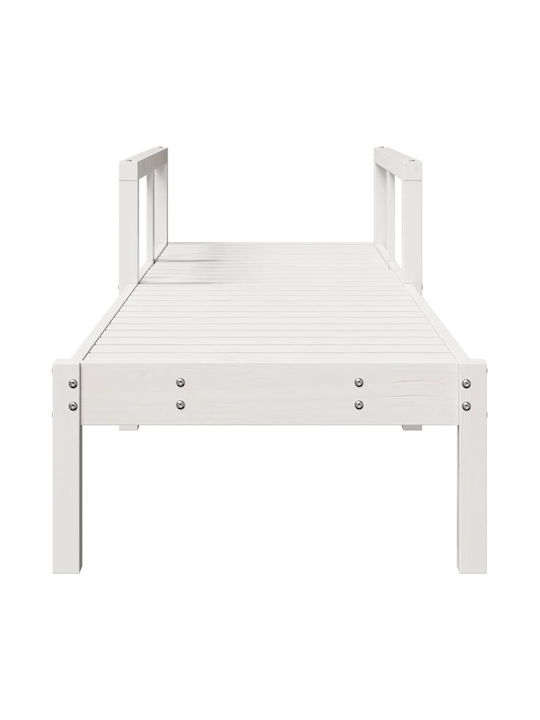 Дървена Градинска и Басейнова Шезлонг Леко Бял 199.5x62x55см