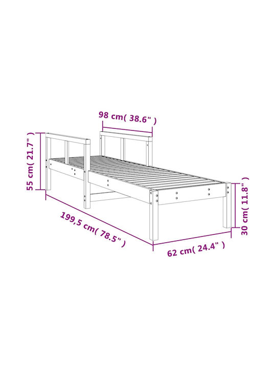 Дървена Градинска и Басейнова Шезлонг Леко Бял 199.5x62x55см