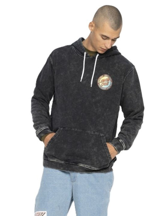 Santa Cruz Men's Sweatshirt with Hood and Pockets Black Acid Wash