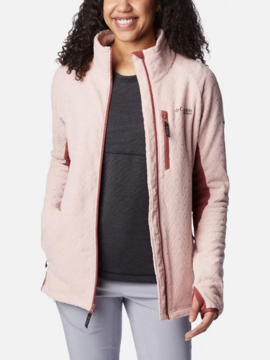 Full Women's Cardigan with Zipper Dusty Pink