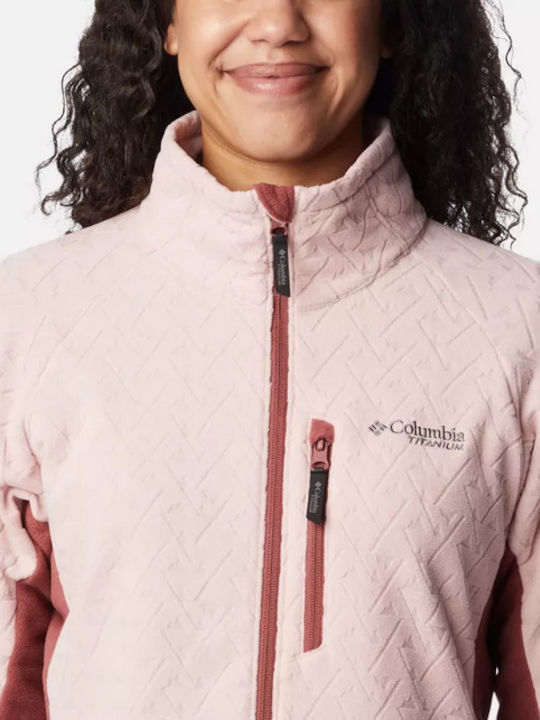 Full Women's Cardigan with Zipper Dusty Pink