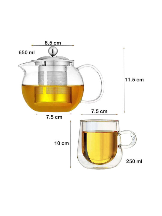 Quasar Teeset mit Tasse Glas 2x250ml & 650ml 3Stück