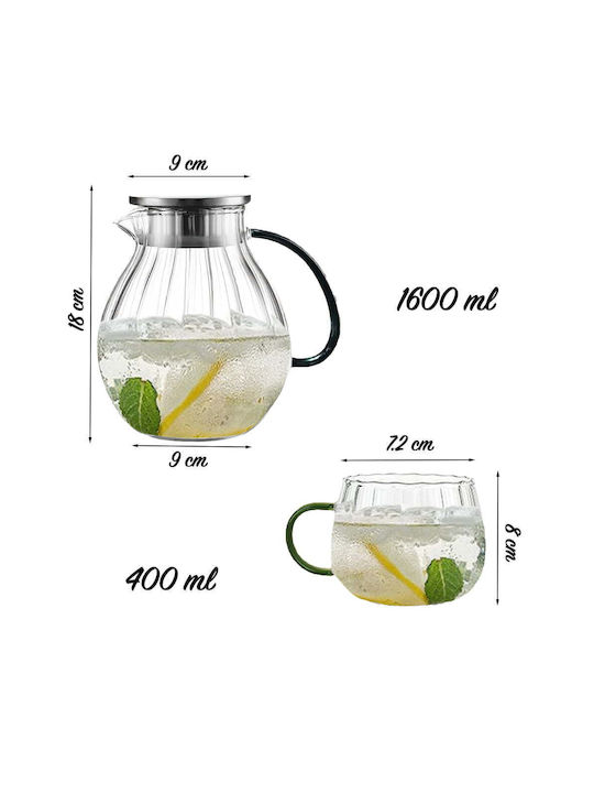 Quasar Σετ Τσαγιού με Κούπα και Φίλτρο Γυάλινο 2x400ml & 1600ml 5τμχ