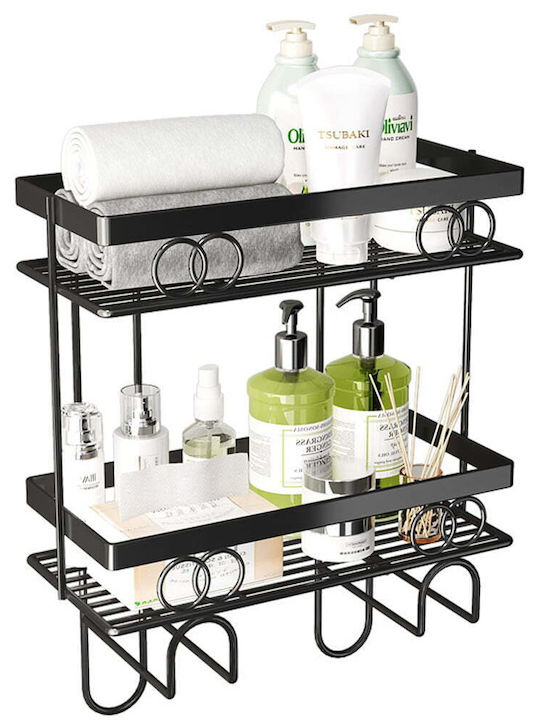 Quasar Badewannenregal Metallisch mit 2 Regalböden 37x15x34cm Schwarz