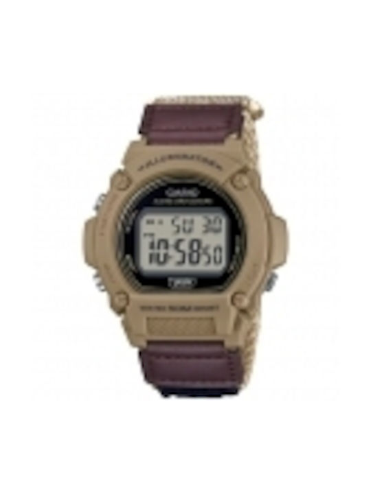 Casio Collection Digital Watch Battery with Brown Fabric Strap