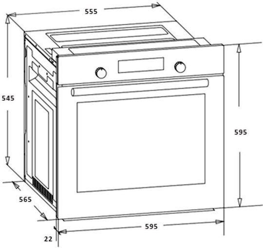 Heinner Φούρνος άνω Πάγκου 56lt Π59.5εκ. Μαύρος