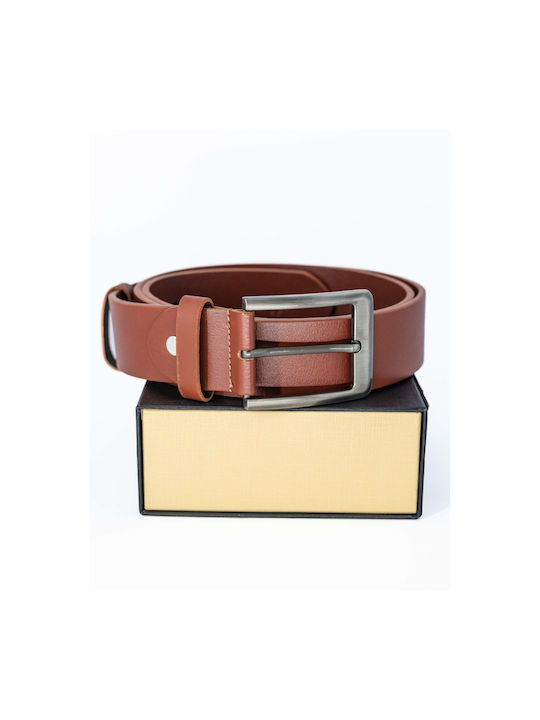 Men's Artificial Leather Wide Belt Brown