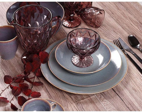 Cryspo Trio Plate Shallow made of Porcelain Blue with Diameter 27cm 6pcs