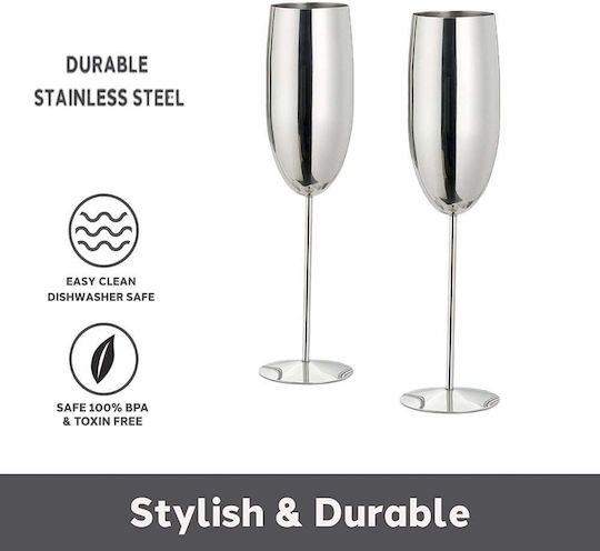 Quasar Glass Set Champagne made of Stainless Steel in Silver Color Stacked 260ml 4pcs