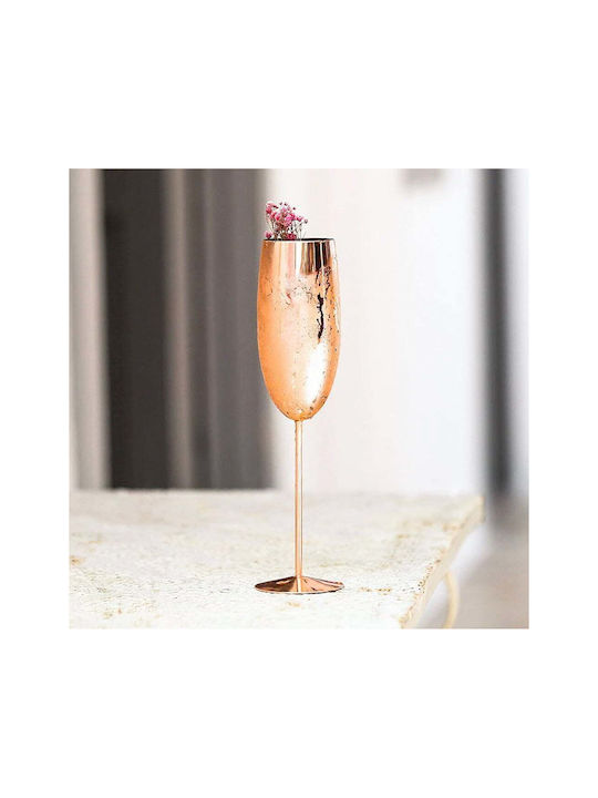 Quasar Set Gläser Champagner aus Edelstahl in Rose Gold Farbe Mit Stiel 260ml 4Stück