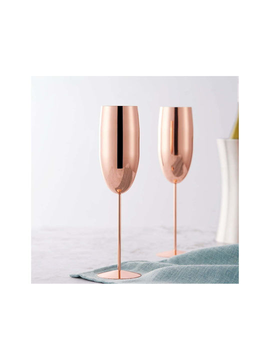 Quasar Set Gläser Champagner aus Edelstahl in Rose Gold Farbe Mit Stiel 260ml 4Stück