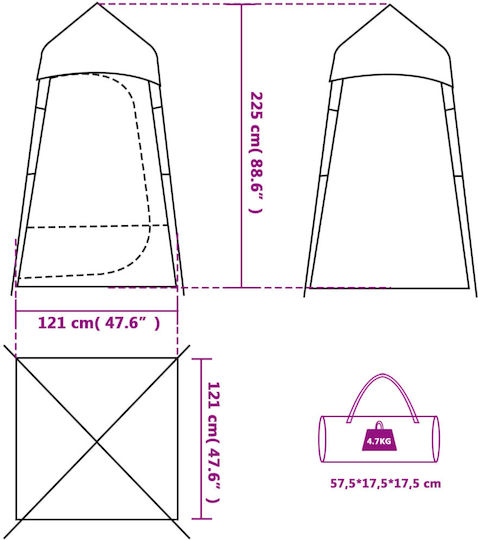 vidaXL Καλοκαιρινή Σκηνή Camping Τουαλέτας Μπλε 121x121x225εκ.