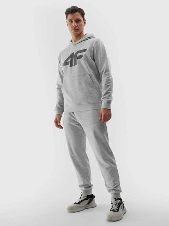 4F Herren Sweatshirt mit Kapuze und Taschen Gray