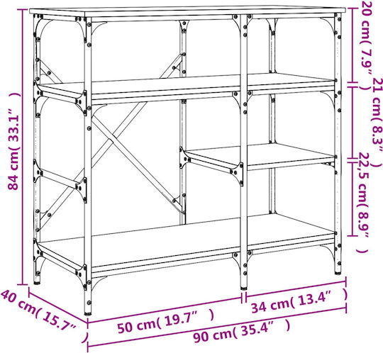 vidaXL Kitchen Rack Metallic 4 Tiers Gray 90x40x84cm