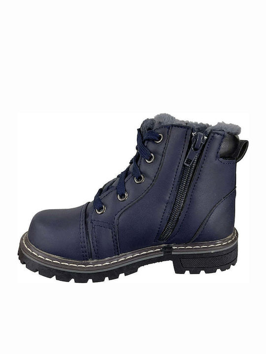 Παιδικά Μποτάκια με Κορδόνια Navy Μπλε