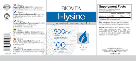 Biovea L-лизин 500мг 100 Капсули