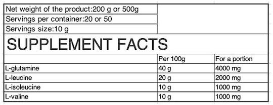OstroVit BCAA + Glutamine 200gr Λεμόνι