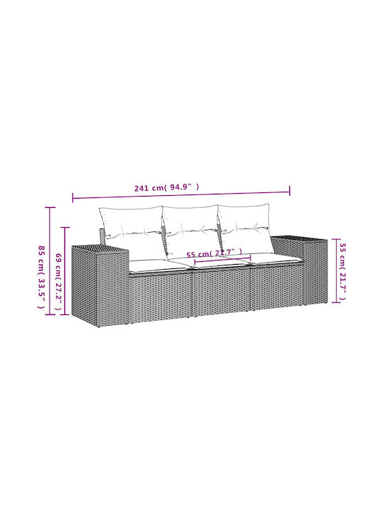 Outdoor Sofa Rattan with Cushions 55x55x69cm
