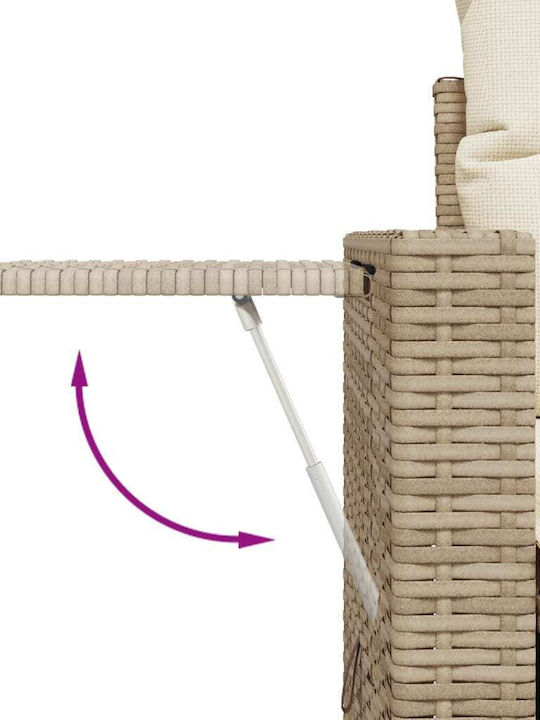vidaXL Outdoor Sofa Tree-Seater Rattan with Cushions 55x55x69cm