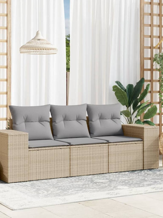 vidaXL Tree-Seater Outdoor Sofa Rattan with Cushions 55x55x69cm
