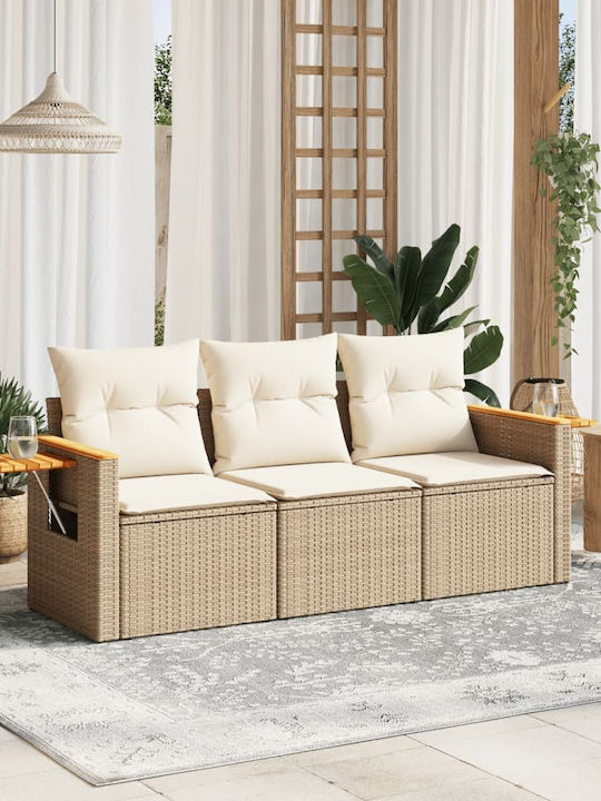 vidaXL Tree-Seater Outdoor Rattan Sofa with Cushions 55x55x69cm