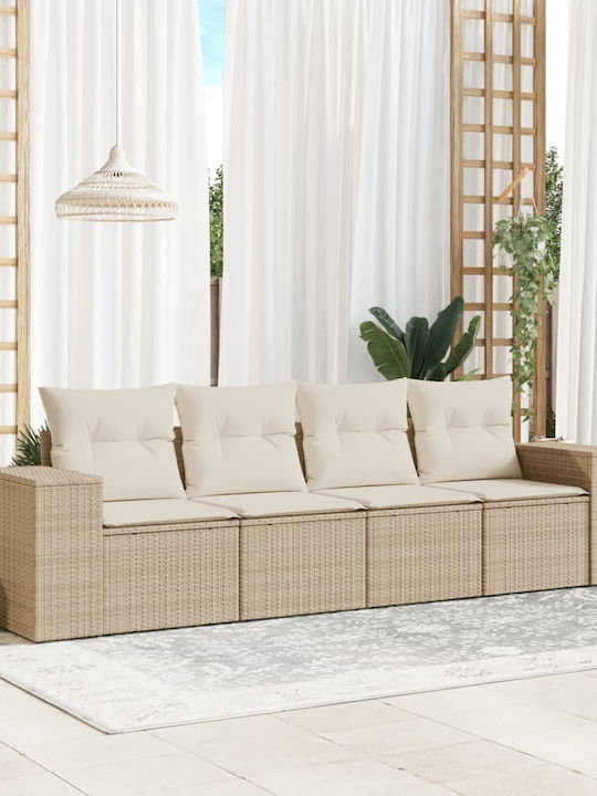 Canapea Cu Patru Locuri De Exterior Din Rattan Cu Perne 55x55x69cm