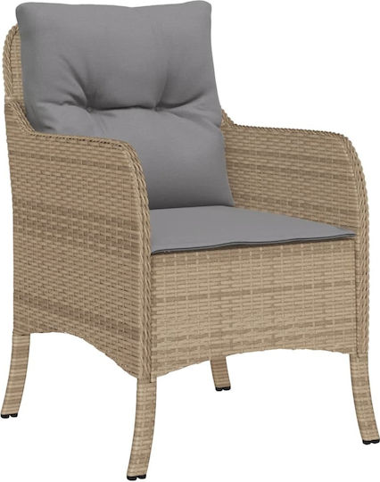 Outdoor-Sessel Rattan Beige mit Kissen 2Stück 48x51x86εκ.