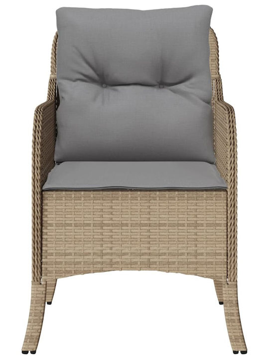Fotoliu de exterior Rattan Bej cu pernă 2buc 48x51x86cm