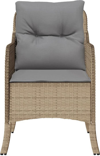 Outdoor-Sessel Rattan Beige mit Kissen 2Stück 48x51x86εκ.