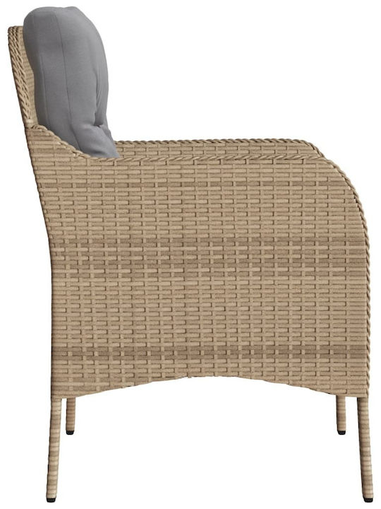 Fotoliu de exterior Rattan Bej cu pernă 2buc 48x51x86cm