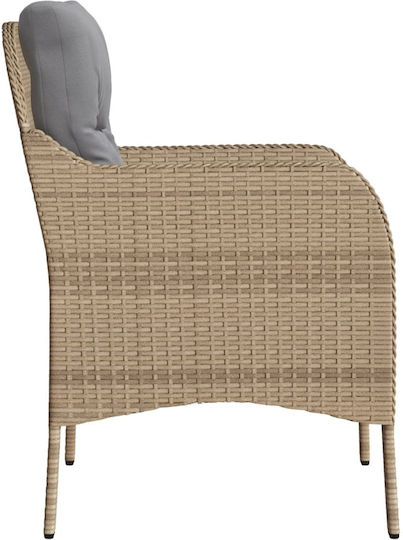 Outdoor-Sessel Rattan Beige mit Kissen 2Stück 48x51x86εκ.