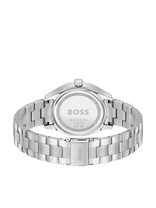 Boss Lida Γυναικείο Ρολόι 38mm Μπαταρίας με Ασημί Μεταλλικό Μπρασελέ