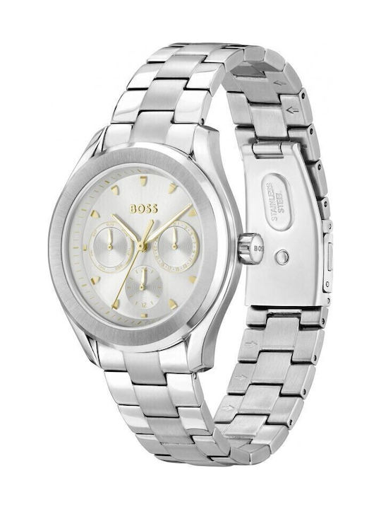 Boss Lida Γυναικείο Ρολόι 38mm Μπαταρίας με Ασημί Μεταλλικό Μπρασελέ