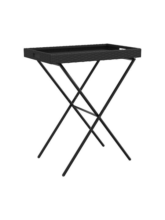 Tisch für kleine Außenbereiche Zusammenklappbar Schwarz 65x40x75cm