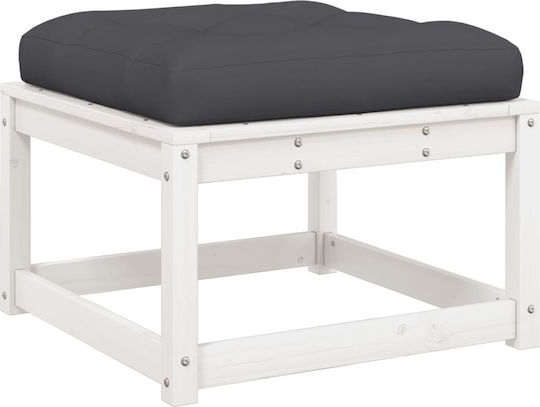 Wooden Cube Garden Stool with Cushion White 63.5x63.5x38cm