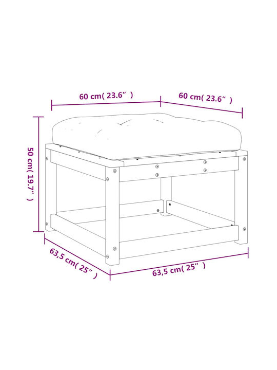 Wooden Cube Garden Stool with Cushion White 63.5x63.5x38cm