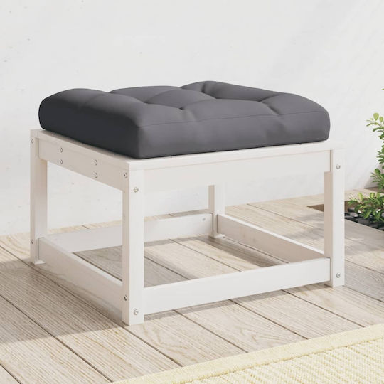 Wooden Cube Garden Stool with Cushion White 63.5x63.5x38cm