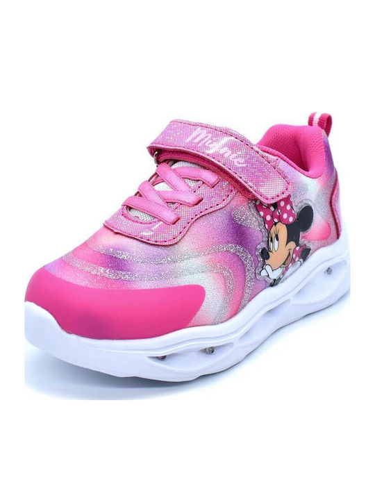 Παιδικά Sneakers Ανατομικά με Σκρατς & Φωτάκια Φούξια