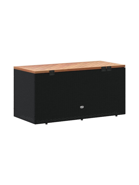 vidaXL Cutie de depozitare pentru exterior Rattan Negru L110xW50xH54buc